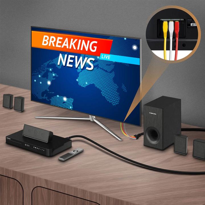 Image du produit LinQ HDMI vers 3x RCA mâle Câble vidéo par - Noir (1.50 m)