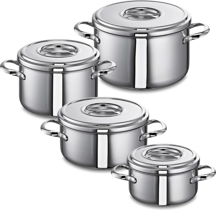 Actual product image Schulte-Ufer SUS stainless steel saucepan set Romana 4 pieces (18 cm, Pot, Casserole + Stewpot, Frying pan, Stainless steel)