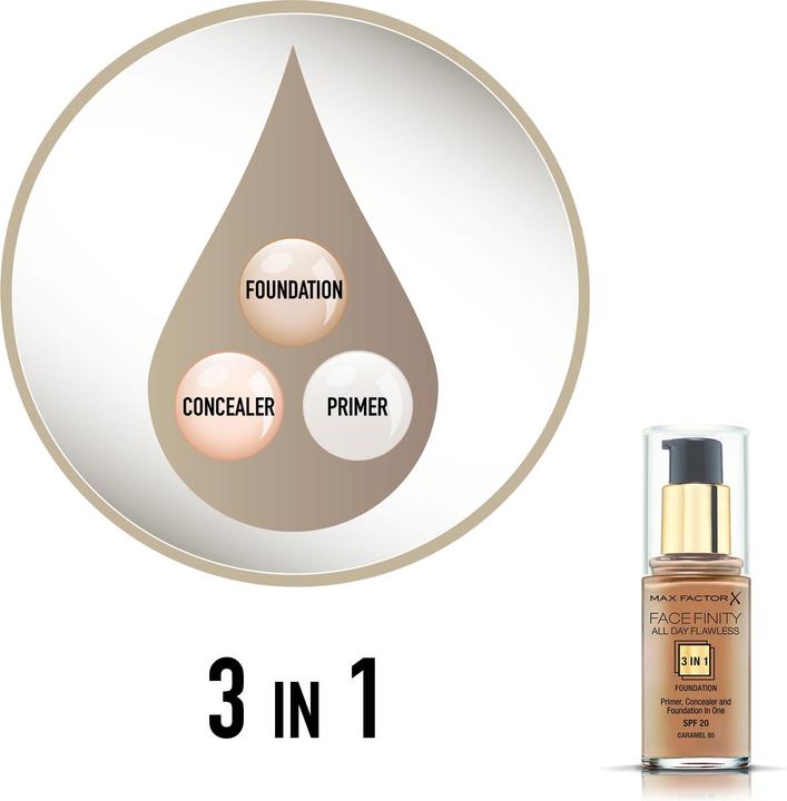 Actual product image Max Factor FACEFINITY ALL DAY FLAWLESS 3 IN 1 foundation #85-caramel (Caramel)