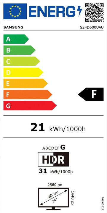 Energy Label Samsung ViewFinity S6 - S60UD (2560 x 1440 pixels, 24")