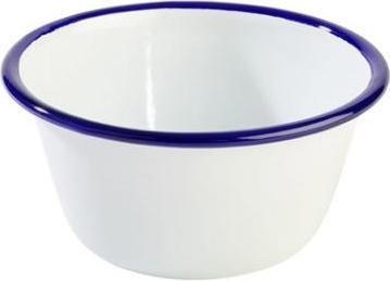 APS Skål 50 cl Ø13xH6 cm Emaljebelagt stål Hvid med blå kant,10 pcs/pk