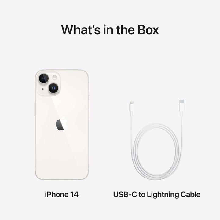 Image du produit Apple iPhone 14 (128 Go, Lumière stellaire, 6.10", SIM + eSIM, 12 Mpx, 5G)