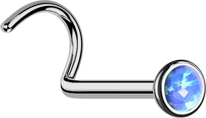 Immagine prodotto Star Piercing Perno nasale piegato in argento con semisfera di opale blu (senza ottone, Titanio G23)