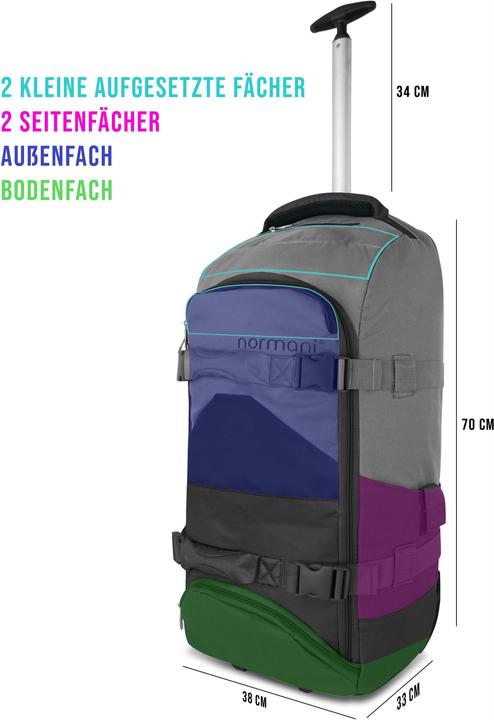 Produktbild Normani Reisetasche mit Rucksackfunktion 90L mit Regenüberzug Schwarz/Grau (90 l, L (90 - 115l))