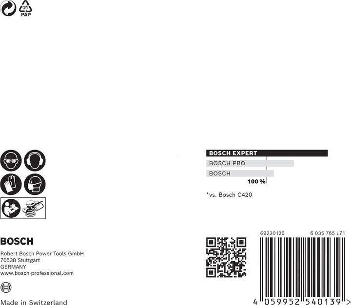 Image du produit Bosch Professional Zubehör EXPERT M480 Filet de ponçage pour ponceuse excentrique, 125 mm, G 180, 5 pièces (180)