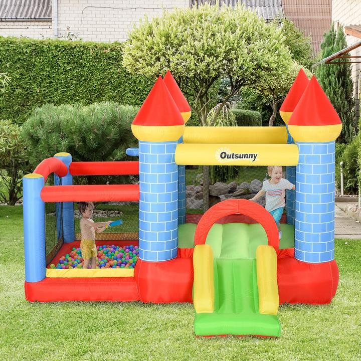 Produktbild Outsunny Hüpfburg mit Rutsche und Pool