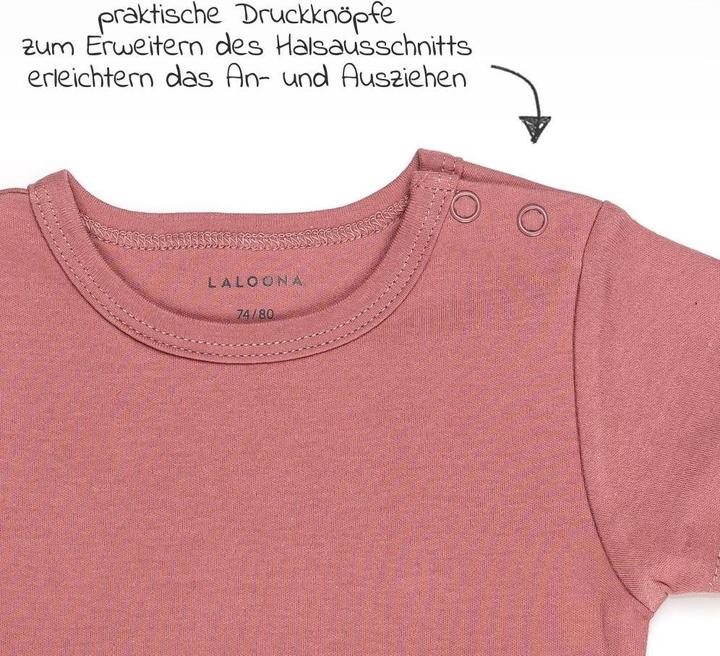 Image du produit La Loona LaLoona Body bébé manches courtes OEKO-TEX® pack de 6 - Rose Gris (80)