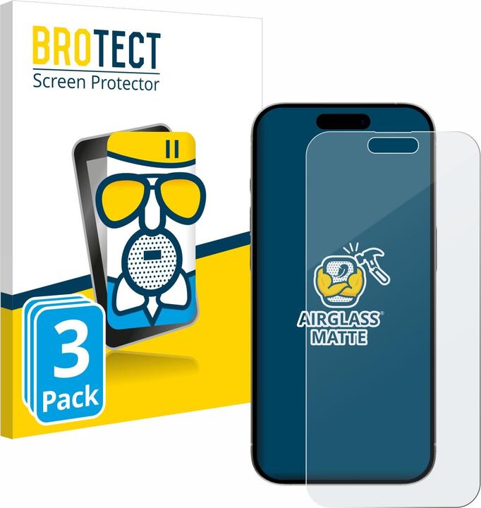Actual product image BROTECT AirGlass Glass Matte (3 Piece, Apple iPhone 15 Pro Max)