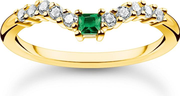 Produktbild Thomas Sabo Ring grüner Stein mit weissen Steinen gold (54, 925 Silber)