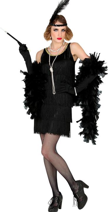 Produktbild Widmann Fransen Kleid, Stirnband mit Feder Schwarz (XXL)