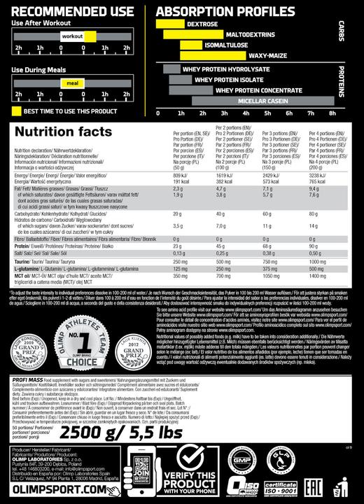 Image du produit Olimp Sport Nutrition Profi Mass (Vanille, 1 pcs, 2500 g)