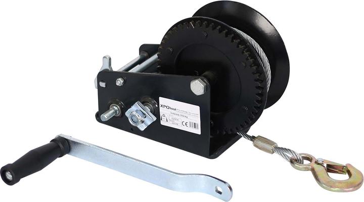 Actual product image XPOtool Cable Winch with Hand Crank and 10m Steel Wire Rope for Pulling up to 1500kg Heavy Duty Load