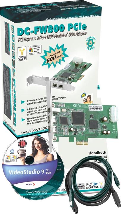 Image du produit Dawicontrol DC-FW800 Adaptateur hôte FireWire PCIe