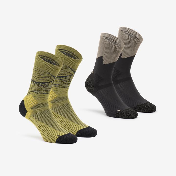 Actual product image Quechua Wandersocken hoch 2 Paar - Hike 500 Trendy khaki/grau (43, 46)