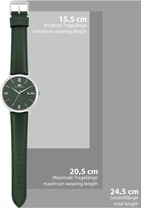 Produktbild Quarzuhr Adelsmann Echtleder Silber - 34102 (Analoguhr, 42 mm)