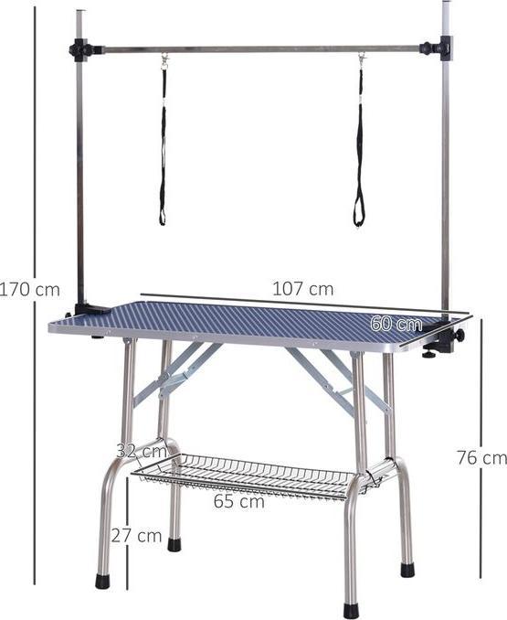 Immagine prodotto Swisshandel24 Tavolo per la toelettatura Tavolo per la rifinitura Tavolo per la tosatura con cesto inferiore per (Cane)