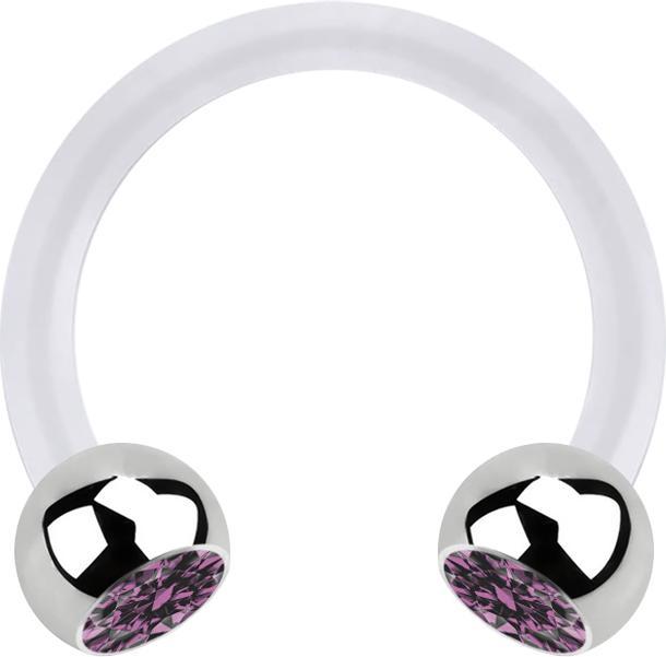Actual product image Star Piercing Micro Circular Barbell transparent with two balls silver crystal light violet (Bioflex, without brass, Surgical steel 316L)