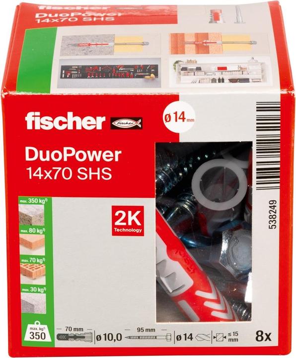 Image du produit Fischer DUOPOWER 14 x 70 avec vis (8 pcs)