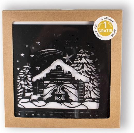 Immagine prodotto Hervorragend Scatola di biglietti di Natale - Presepe nella neve - Silhouette di biglietto (4 pz.)