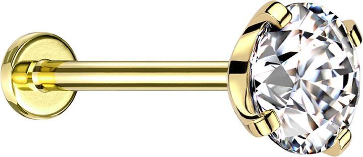 Produktbild Hollywood Body Jewelry Micro Labret Innengewinde vergoldet Quadrat mit Kristallen silber (Titan G23ohne Messing, MessingChirurgenstahl 316L)