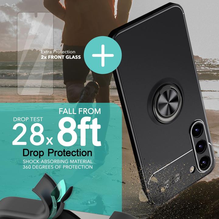 Produktbild Nalia Matte Ring Silikon Hülle mit 2x Displayschutz (Samsung Galaxy S23+)