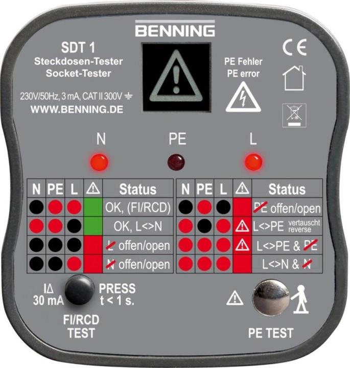 Produktbild Benning Steckdosentester (CAT III 300V)