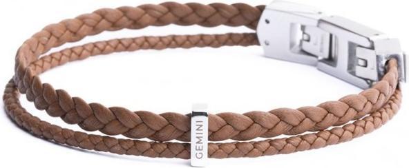 Produktbild Gemini ARMBAND - BRAUNES LEDER - 17+2 CM (19 cm, Silber, Nappaleder)