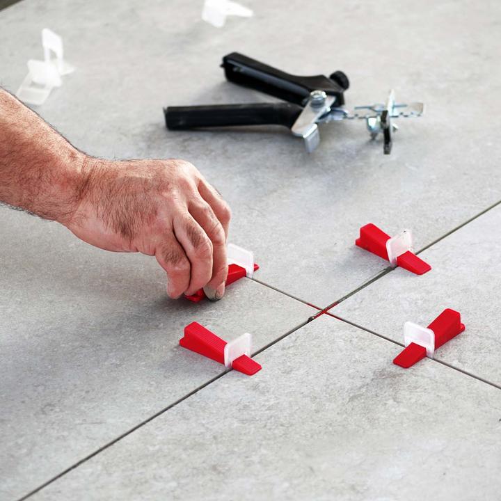 Produktbild XPOtool Fliesen Nivelliersystem Set Pro 100 Keile 100 Laschen 2,0mm Verlegehilfe