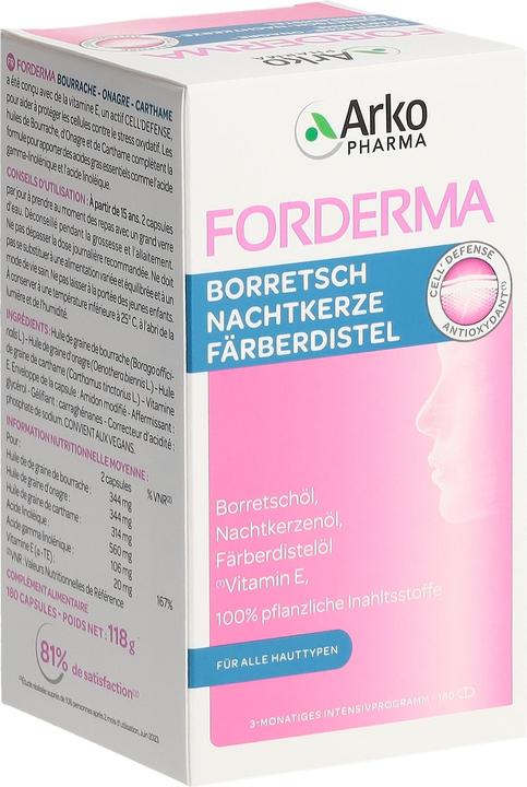 Actual product image Arkopharma Forderma Borretsch Nachtkerze Färbedistelöl Kapseln (180 Piece, Capsules, 184 g)