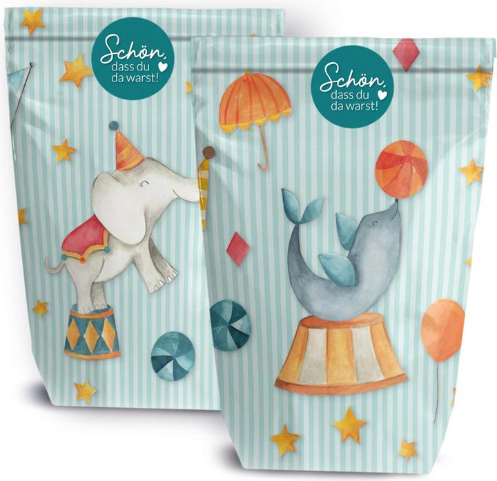 Actual product image Papierdrachen 12 birthday gift bags - circus (Gift bag, 12 x)