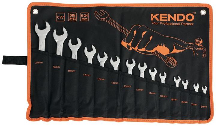 Actual product image Kendo Combination wrench set in roll-up case 14-piece (24 mm)