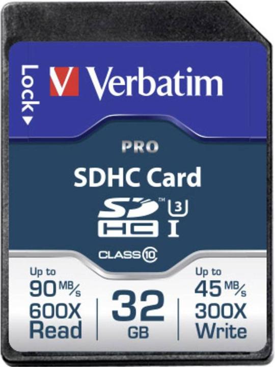 Actual product image Verbatim SDHC Card Pro 32GB Class 10 UHS-I (32 GB, SDHC, U1, UHS-I)