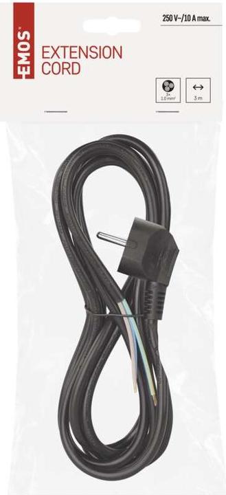 Actual product image Emos Mains cable PVC 3x 1.0mm2, 3m, black (3 m)