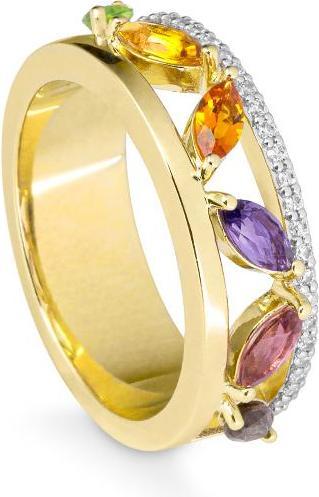 Image du produit Breuning BAGUE - QUARTZ FUMÉ/brill. 0,169 Ct. H/si (61, Or 585/14 K)