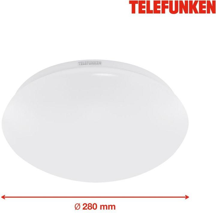 Actual product image Telefunken LED sensor ceiling light IP44 15W 1500m 4000 K neutral white HxØ 95/280 mm white (1500 lm)