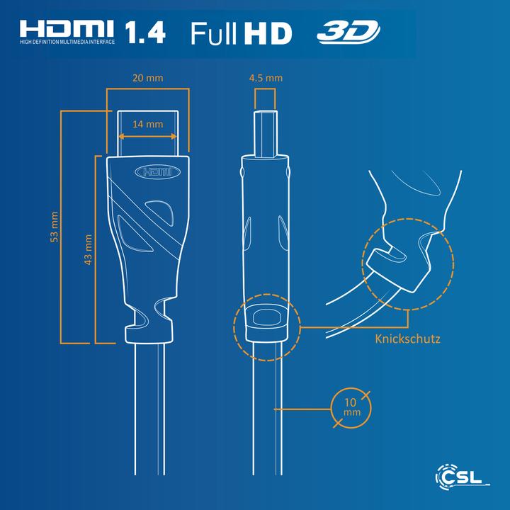Actual product image CSL HDMI cable 2.0b - 4k Ultra HD 2160p - 3D Ready - High Speed - 3 x shielded - HDMI 2.0b 2.0a 2.0 (12.50 m, HDMI)
