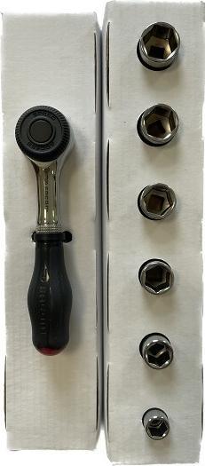 Actual product image Facom 6-point ratchet socket spanner set with 360° rotating handle, 1/4"