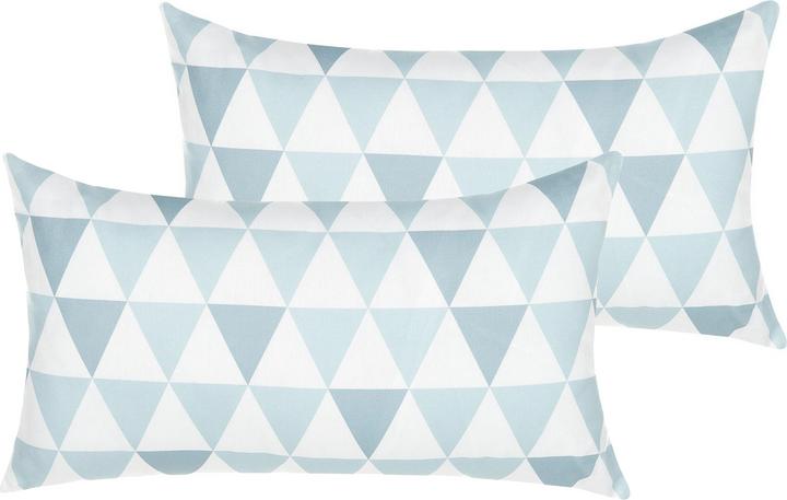 Actual product image Beliani Garden Cushion Triangles Blue-White 40 x 70 cm Set of 2 TRIFOS (40 x 70 cm)