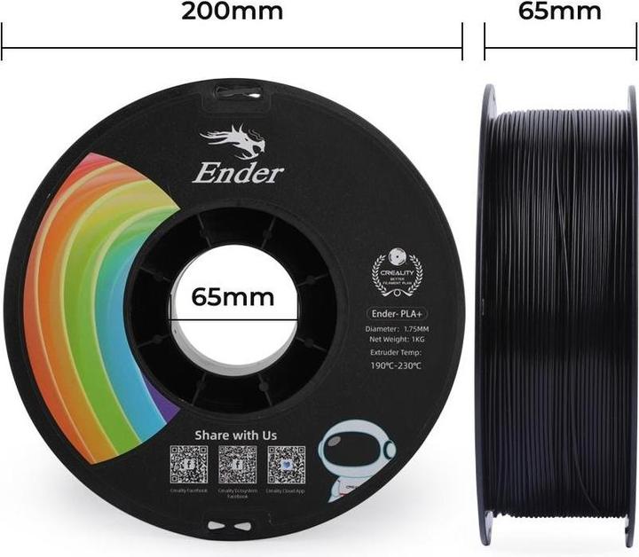 Produktbild Creality Filament PLA+ (PLA, 1.75 mm, 1000 g, Schwarz)