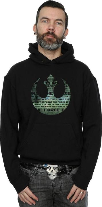 Actual product image Star Wars Mens Rogue One I'm One With The Force Alliance Emblem Green Hoodie (XXL)