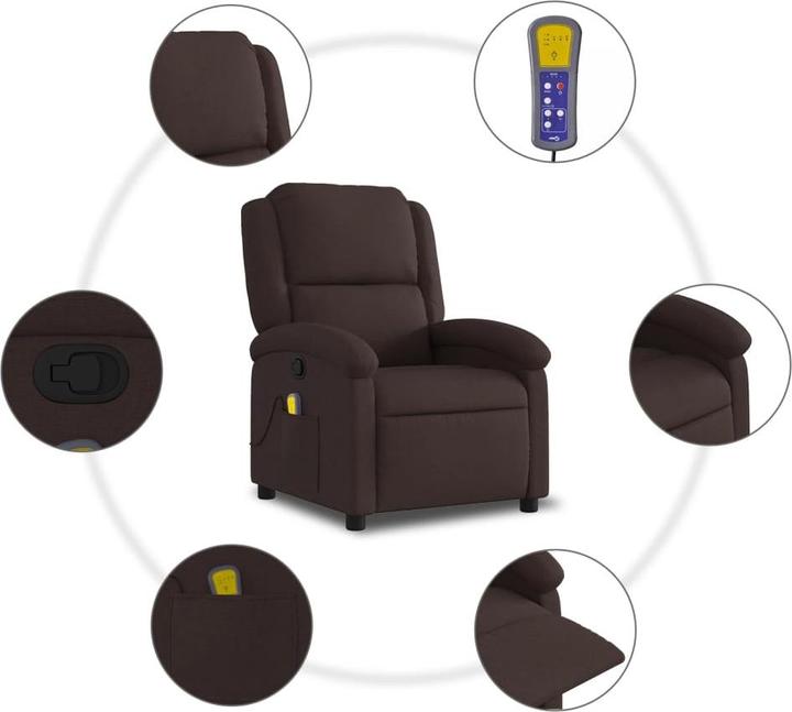Produktbild VidaXL Massagesessel Dunkelbraun Stoff,Farbe: Dunkelbraun,Material