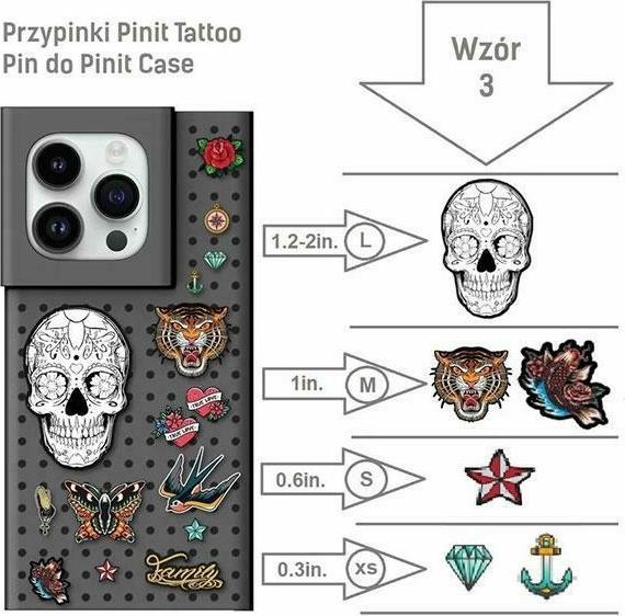 Actual product image Pinifit Zestaw case Pinit Dynamic + Tattoo Pin iPhone 14 Plus 6.7" czarny/black wzór 3 (Apple iPhone 15 Plus, Apple iPhone 14 Plus)