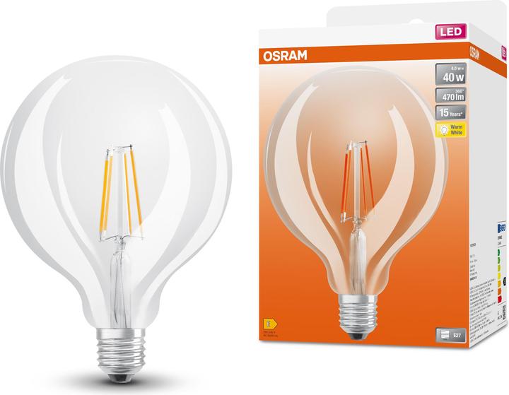 Produktbild Osram 4099854054211 LED EEK E (A - G) E27 Globeform 4 W = 40 W Warmweiss (Ø x H) (E27, 4 W, 470 lm, 4 x, E)