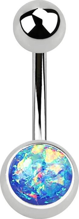 Image du produit Star Piercing Banane argentée avec opale pailletée bleue (Acier chirurgical 316L, sans laiton)