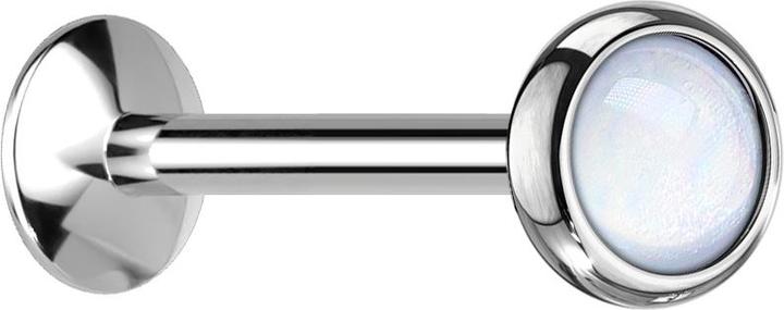 Star Piercing Micro UFO Labret Innengewinde silber mit Epoxidstein weiss (ohne Messing, Chirurgenstahl 316L)