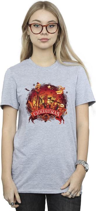 Actual product image Disney Womens/Ladies The Nightmare Before Christmas Scary Christmas Cotton Boyfriend T-Shirt (XXL)