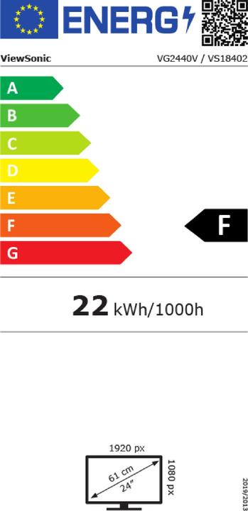 Label énergétique Viewsonic VG2440V - Moniteur LED - 61 cm (24") (1920 x 1080 pixels, 23.80")