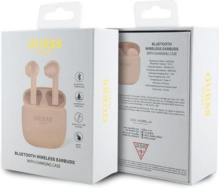 Produktbild Guess słuchawki Bluetooth GUTWST26PSP TWS + stacja dokująca różowy/pink Classic EST Logo (keine Geräuschunterdrückung, Kabellos)