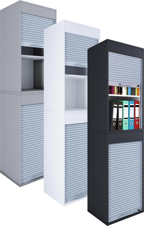 Produktbild VCM Büroschrank Aktenschrank Rollladen Schrank Holz "Aktos XL" (50 x 40 x 186 cm)