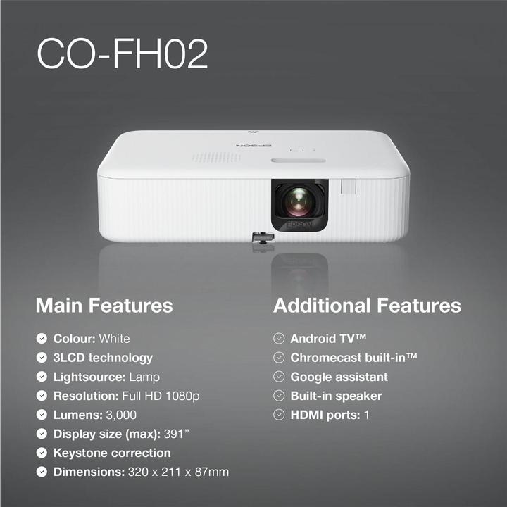Produktbild Epson CO-FH02 (Full HD, 3000 lm, 1.19 - 1.61:1)